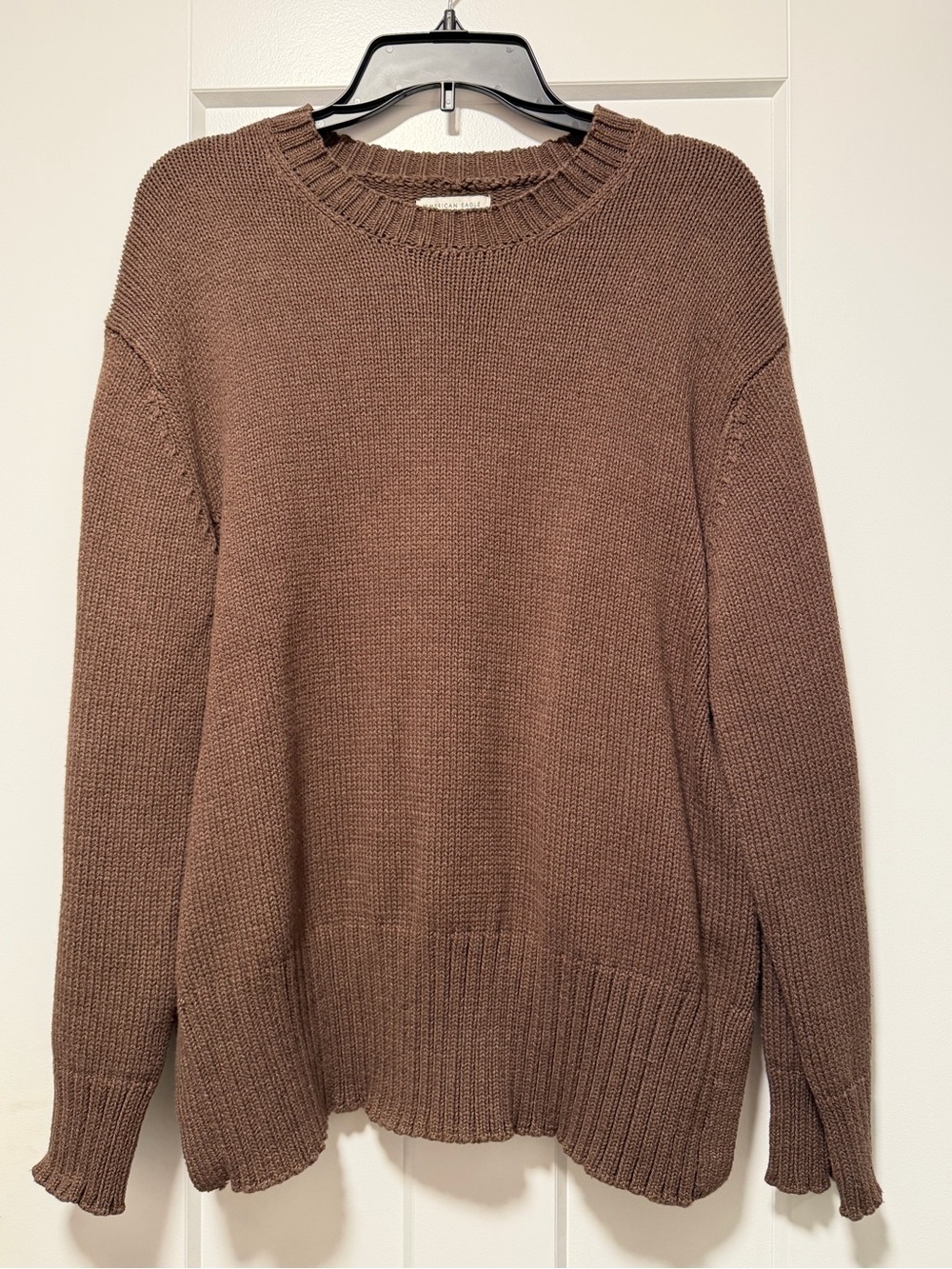 American Eagle Cozy Chunky Knit Crewneck Sweater - Brown
